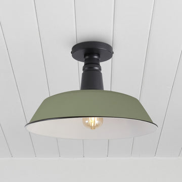 Camila 14"  Classic Industrial Indoor/Outdoor Iron LED Semi Flush Mount